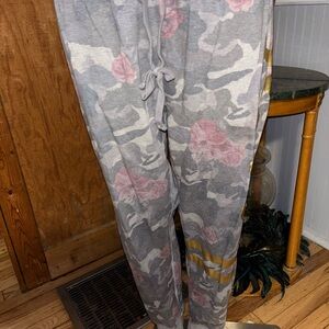 Inspired Hearts Gray Camo Joggers with Pink Details